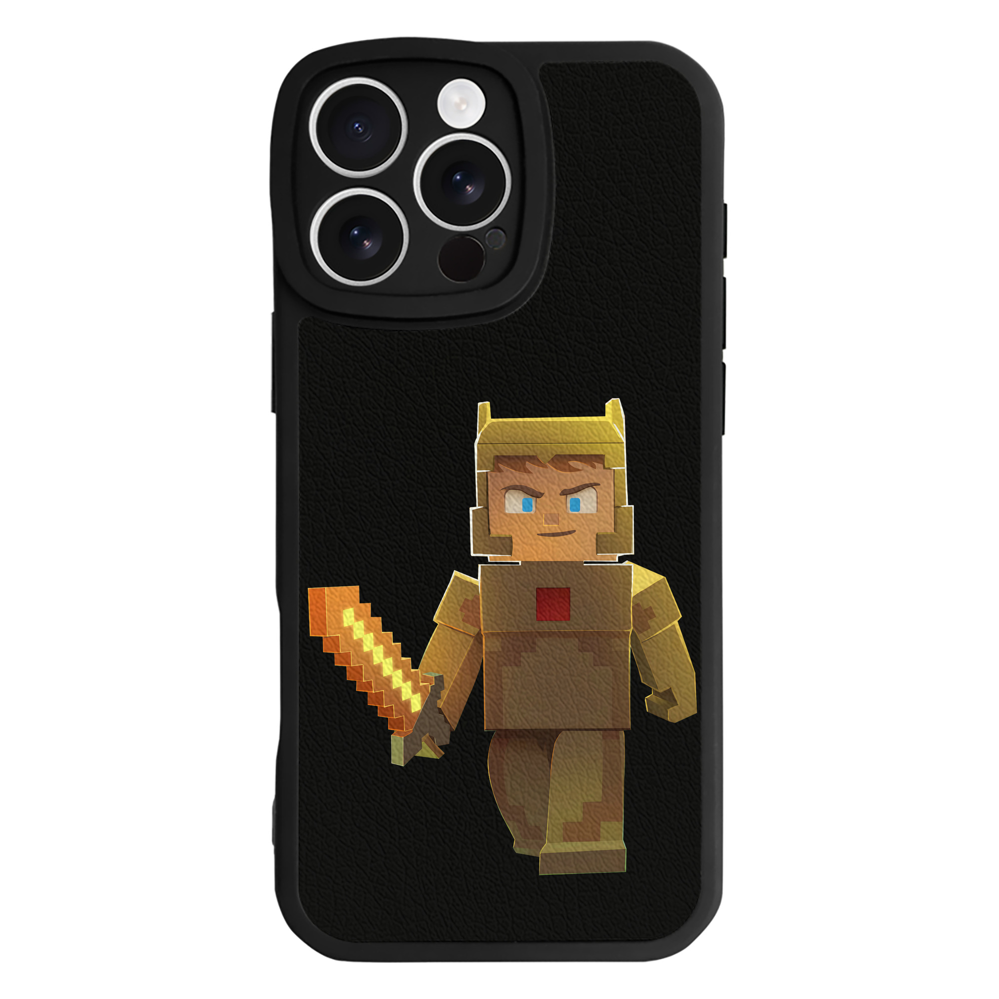 （画像用） マインクラフト ブロックの世界 Minecraft MC Block world 【iPhone 16シリーズ対応】シリコンスマホケース（レザー調） 材質：シリコン